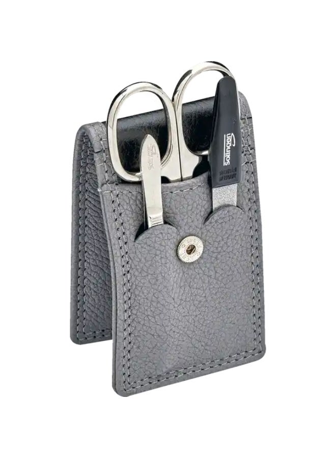 Rossmann 3-Piece Manicure Set with Leather Case, Scissors, Sapphire File & Tweezers (German Brand) - Image 2